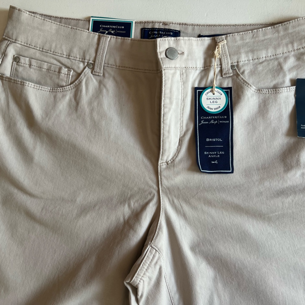 NWT Macys Charter Club Khaki 14W pants Cotton/Spandex